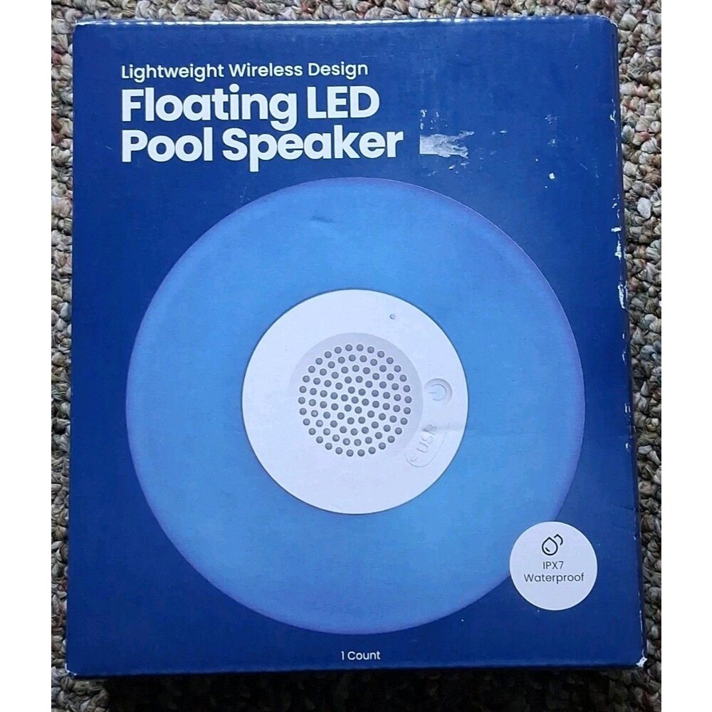 Floating LED Pool Speaker, Lightweight Wireless Design NEW IN BOX